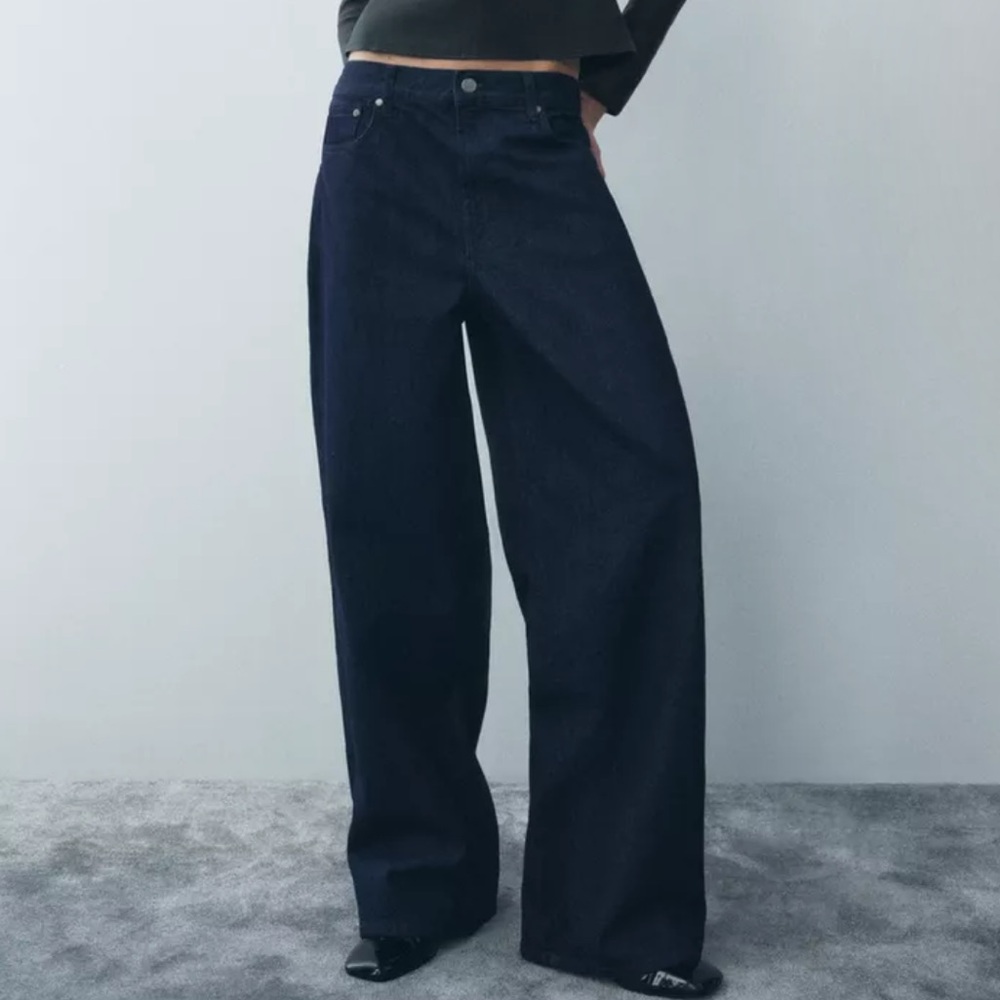 Zara Flare Wide-Leg Jeans in Classic Indigo